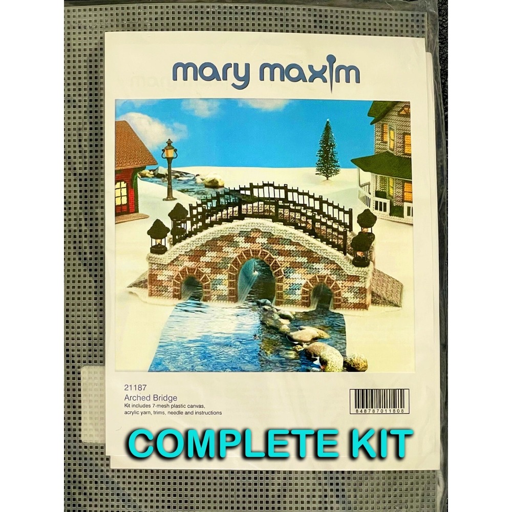 Needle Point Kit 3D Arched Bridge Complete Kit 21187 Mary Maxim Village Piece